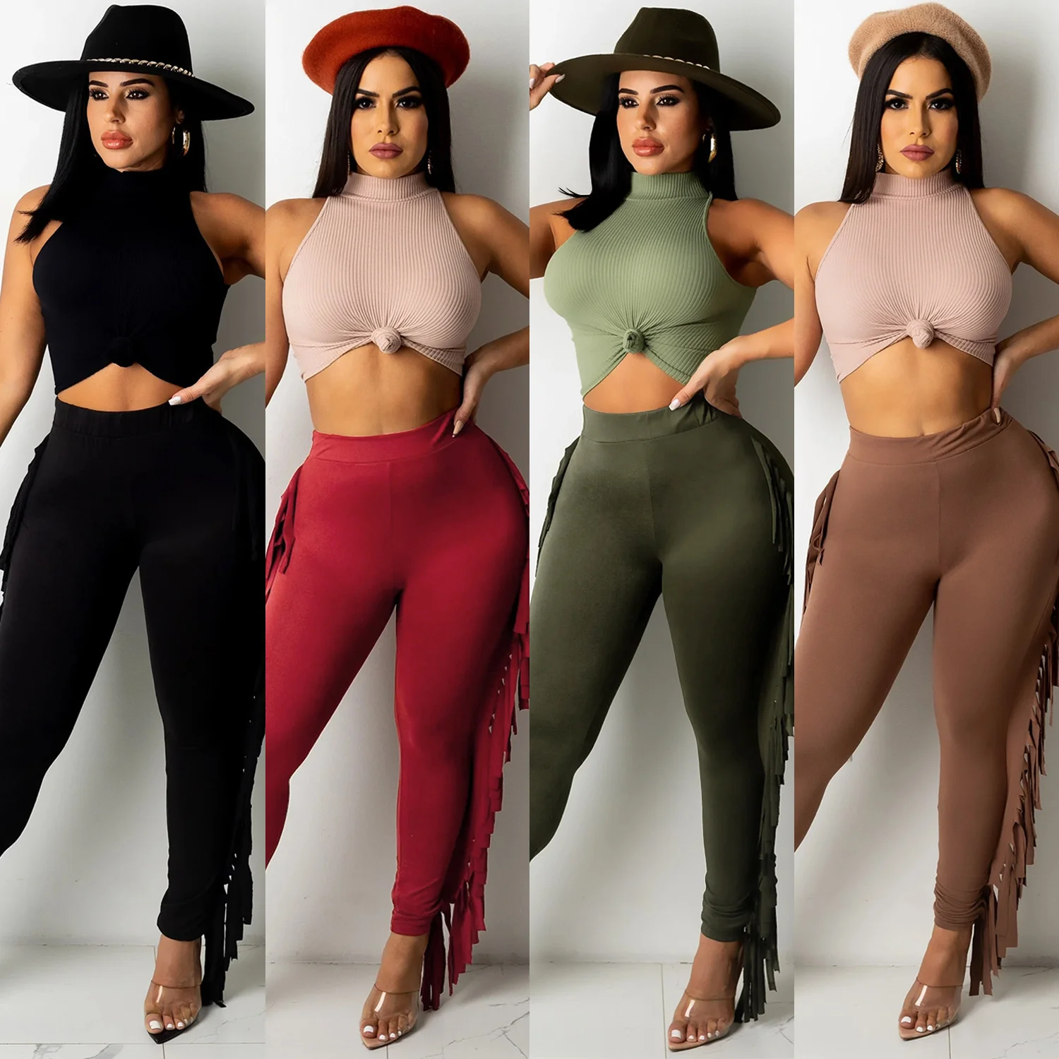 Zoctuo Solid Crop Top And Slit Pants Set Casual Suit Sleeveless Vest Trousers Casual 2 Piece Pants Set For Women
Zoctuo Solid Crop Top And Slit Pants Set Casual Suit Sleeveless Vest Trousers Casual 2 Piece Pants Set For Women