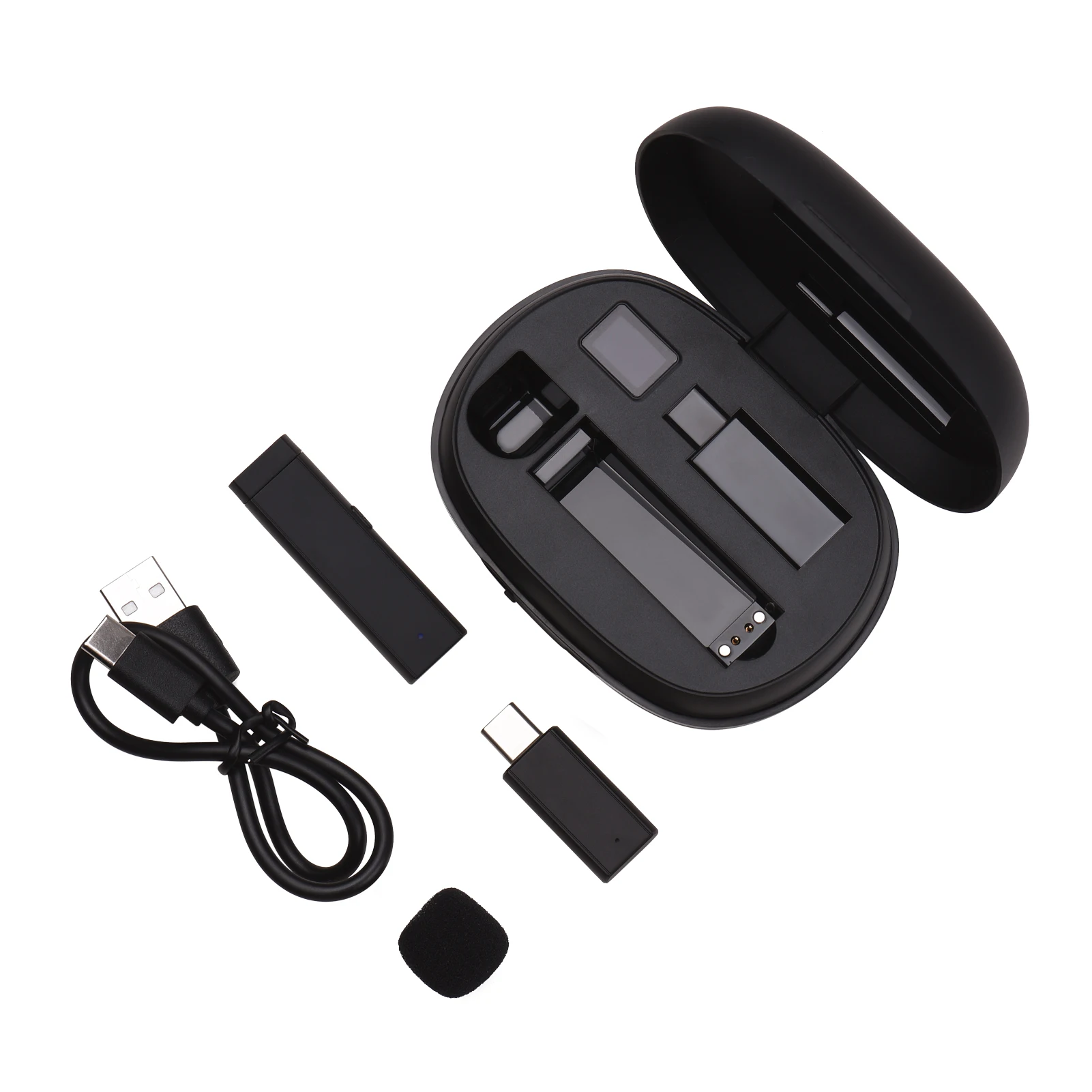 Mini Clip-on Lavalier Omnidirectional Microphone Transmitter Receiver with Charging Case Wind Muff Type-C for Android Smartphone
Mini Clip-on Lavalier Omnidirectional Microphone Transmitter Receiver with Charging Case Wind Muff Type-C for Android Smartphone