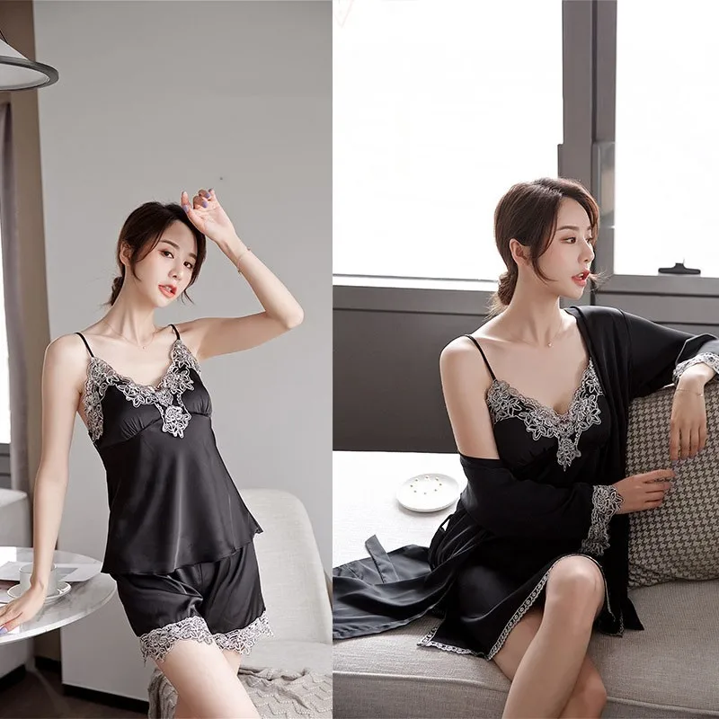 Women Kimono Gown 2020 Summer New Sleepwear Intimate Lingerie Satin Wedding Robe Set Nightwear V-neck Loose Sleep Set Nightgown
Women Kimono Gown 2020 Summer New Sleepwear Intimate Lingerie Satin Wedding Robe Set Nightwear V-neck Loose Sleep Set Nightgown