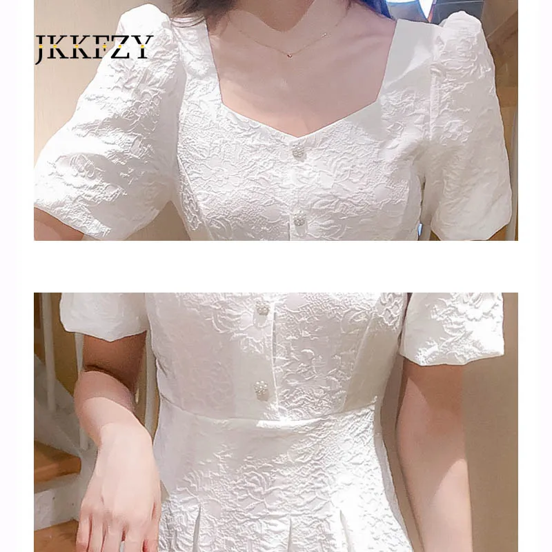 White Dress Woman Summer 2021 New Square Collar Puff Sleeve Buttons Short Sleeve A-line Dress
White Dress Woman Summer 2021 New Square Collar Puff Sleeve Buttons Short Sleeve A-line Dress