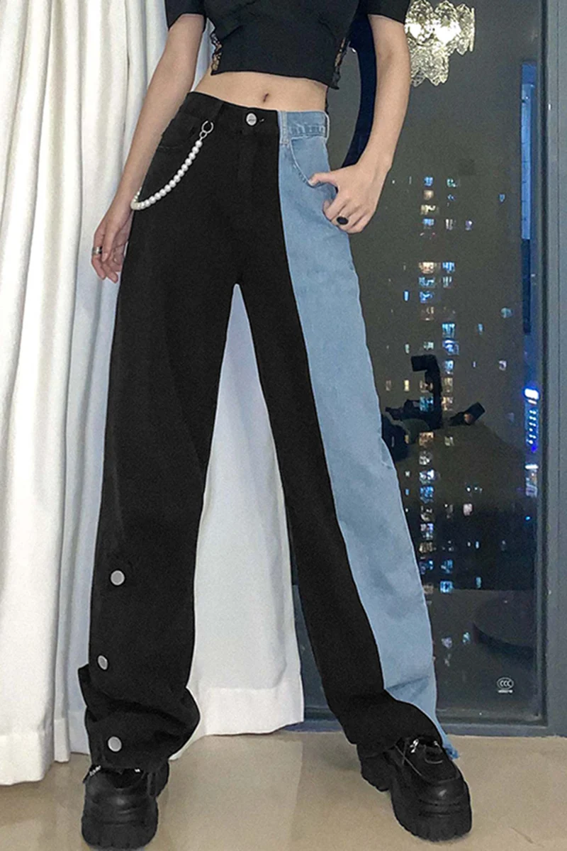 Loose Ankled-length Dual-Color Patchwork Flare Jeans Female 2021 Spring New High Waist Casual Thin Denim Pants for Women
Loose Ankled-length Dual-Color Patchwork Flare Jeans Female 2021 Spring New High Waist Casual Thin Denim Pants for Women