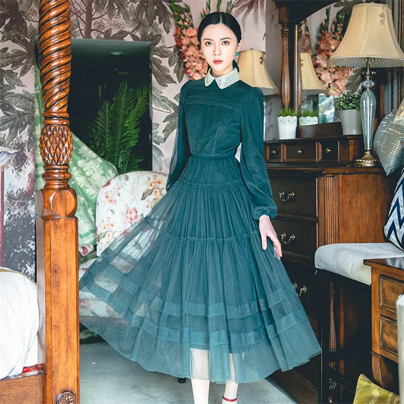 New High Quality Leisure Vintage color matching dress Women embroidery lace Spring summer Casual dress
New High Quality Leisure Vintage color matching dress Women embroidery lace Spring summer Casual dress