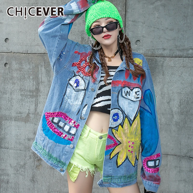 CHICEVER Print Asymmetrical Colorblock Casual Loose Denim Coats Female Lapel Long Sleeve Fashion Coat For Women Style Autumn New
CHICEVER Print Asymmetrical Colorblock Casual Loose Denim Coats Female Lapel Long Sleeve Fashion Coat For Women Style Autumn New
