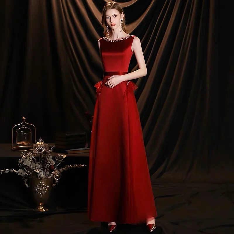 New Satin Burgundy Evening Dresses A-Line O-Neck Sequin Beading Banquet Wedding Formal Guests Celebrity Prom Party Gowns Elegant
New Satin Burgundy Evening Dresses A-Line O-Neck Sequin Beading Banquet Wedding Formal Guests Celebrity Prom Party Gowns Elegant