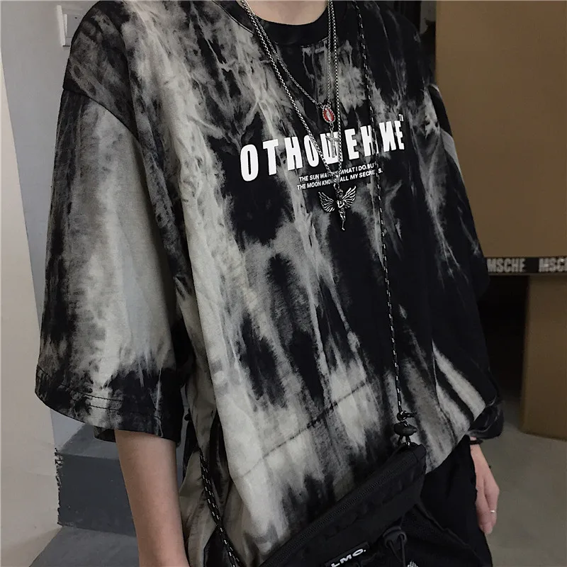 Hip Hop Black Street Tie Dye letter print Casual Loose Unisex Tops Tees Harajuku Japan Short Sleeve New Summer Women's T-Shirt
Hip Hop Black Street Tie Dye letter print Casual Loose Unisex Tops Tees Harajuku Japan Short Sleeve New Summer Women's T-Shirt