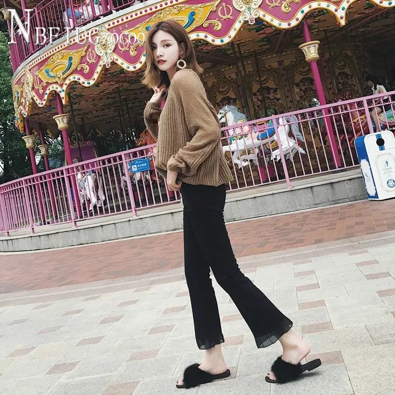 2020 Spring Korean Preppy Style Women Flare Pants Black Color High Waist Female Trousers
2020 Spring Korean Preppy Style Women Flare Pants Black Color High Waist Female Trousers
