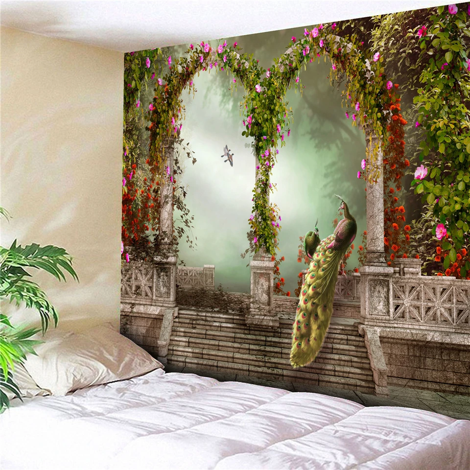 Beautiful Garden Peacock Arch Picture Mandala Wall Hanging Tapestry Psychedelic Forest Vintage European Sofa Blanket Wall Carpet
Beautiful Garden Peacock Arch Picture Mandala Wall Hanging Tapestry Psychedelic Forest Vintage European Sofa Blanket Wall Carpet