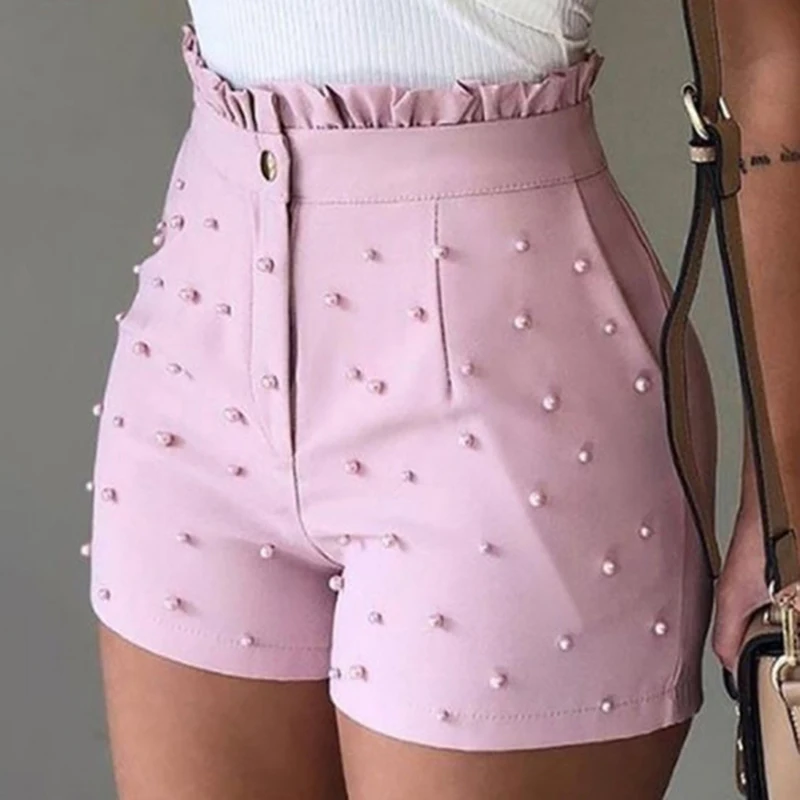 Women Summer High Waist Shorts Ladies Beading Ruffle Casual Shorts Pantalones Cortos De Mujer
Women Summer High Waist Shorts Ladies Beading Ruffle Casual Shorts Pantalones Cortos De Mujer