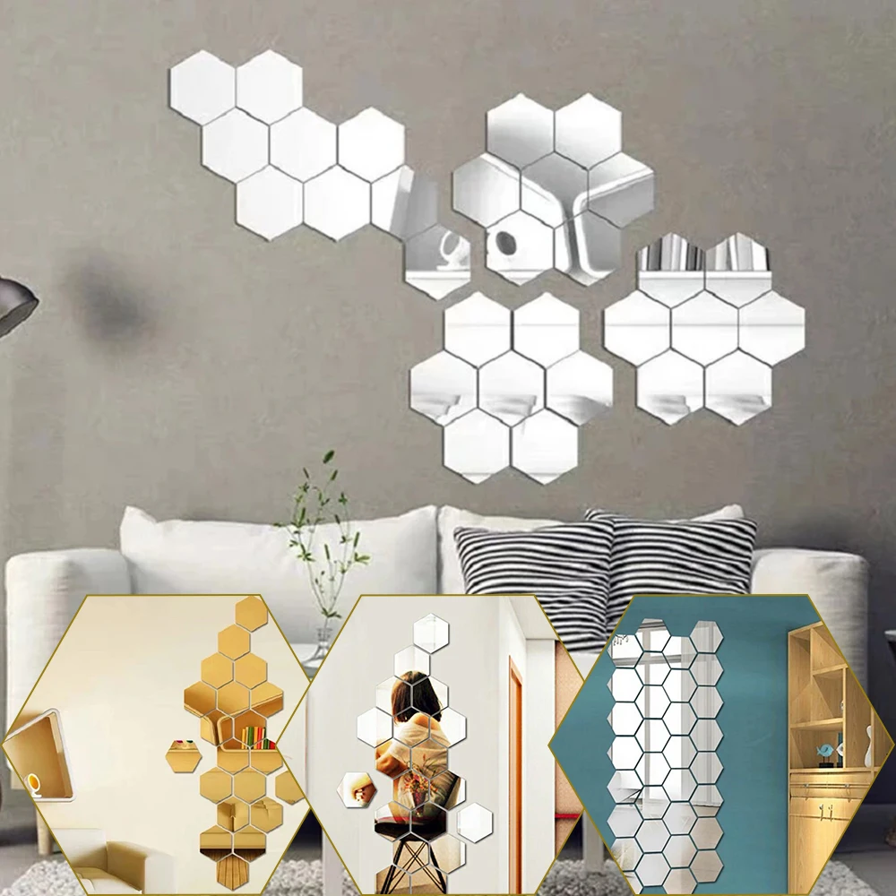 12/24pcs Hexagonal Hot Selling Acrylic Mirror 3D DIY Wall Stickers Home Decoration Creative Modern Design
12/24pcs Hexagonal Hot Selling Acrylic Mirror 3D DIY Wall Stickers Home Decoration Creative Modern Design