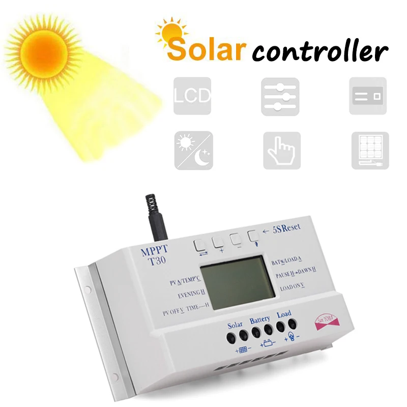 30A 12/24V MPPT Solar Panel Battery Regulator Charge Controllers Smart Home Intelligent Automatica Identification Controller
30A 12/24V MPPT Solar Panel Battery Regulator Charge Controllers Smart Home Intelligent Automatica Identification Controller