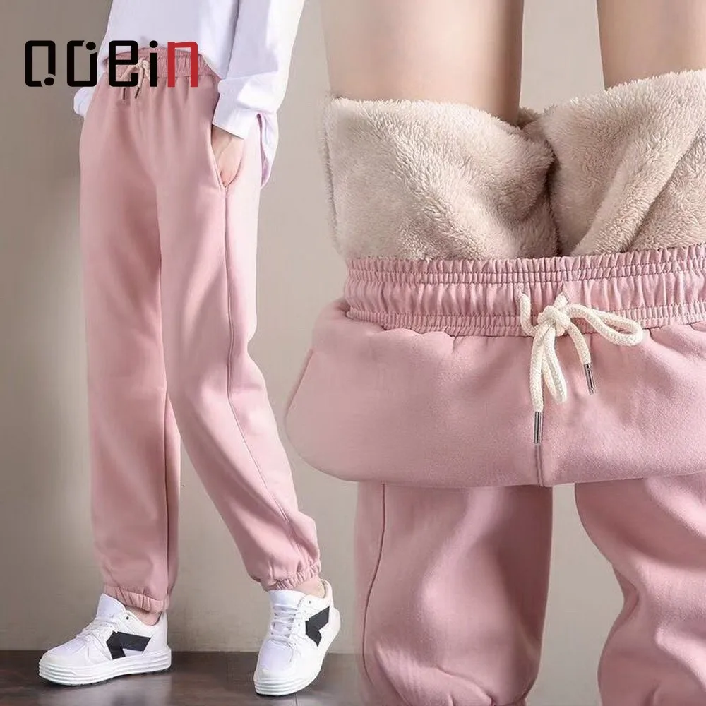 

Warmest Drawstring Winter Gym Sweatpants Workout Fleece Trousers Solid Thick Warm Winter Female Sport Pants Running Pantalones