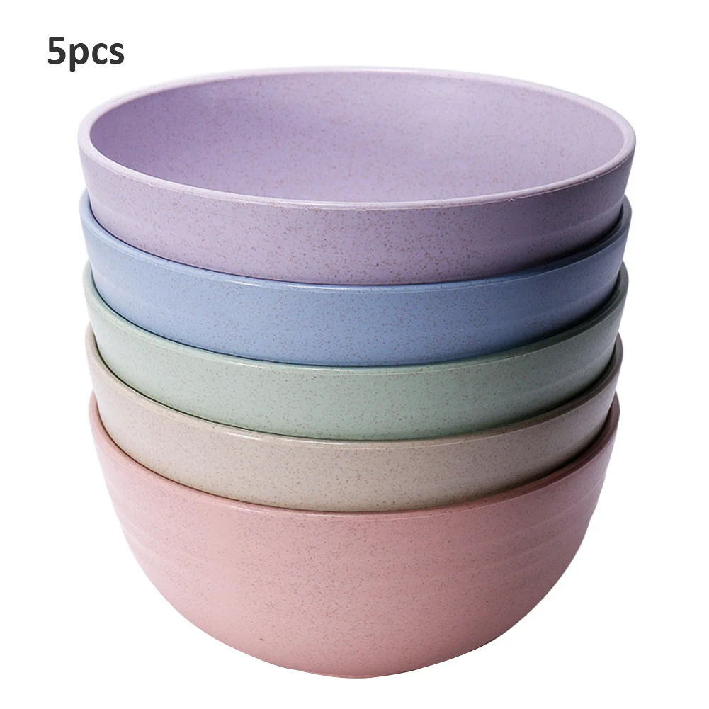 

5pcs/Set Bowl Wheat Straw Food Bowls Sets Environmental Protection Bowl Household Rice Salad Soup Noodle Eco Friendly Tableware