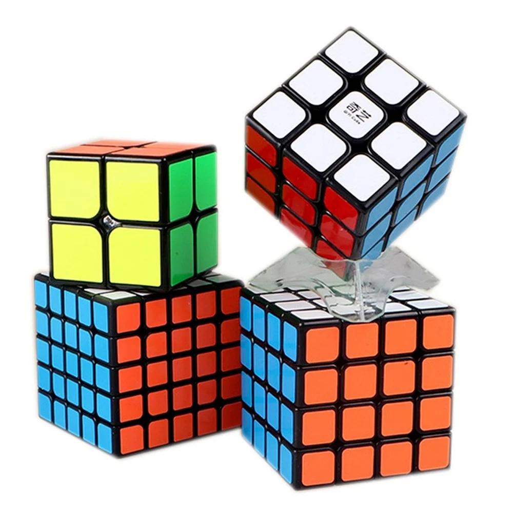 

Qiyi Magic Speed Cubes Set 2x2 3x3 4x4 5x5 Pyramid Skew Megaminx Mastermorphix Packing Puzzle 4Pcs Cube Educational Game for Kid