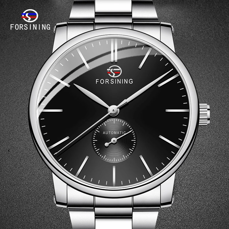 FORSINING Brand Male Watch Silver Black Mens Clock Steel Strap Style Business Men Wristwatch 2020 New
FORSINING Brand Male Watch Silver Black Mens Clock Steel Strap Style Business Men Wristwatch 2020 New