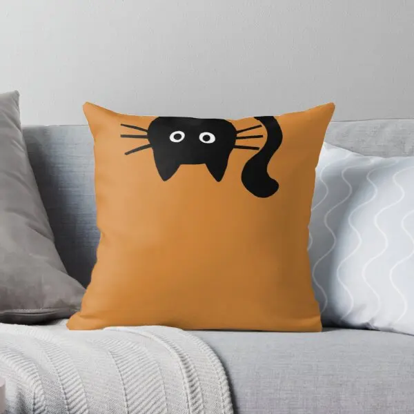 Funny Black Cat Soft Decorative Throw Pillow Cover for Home Pillows NOT Included