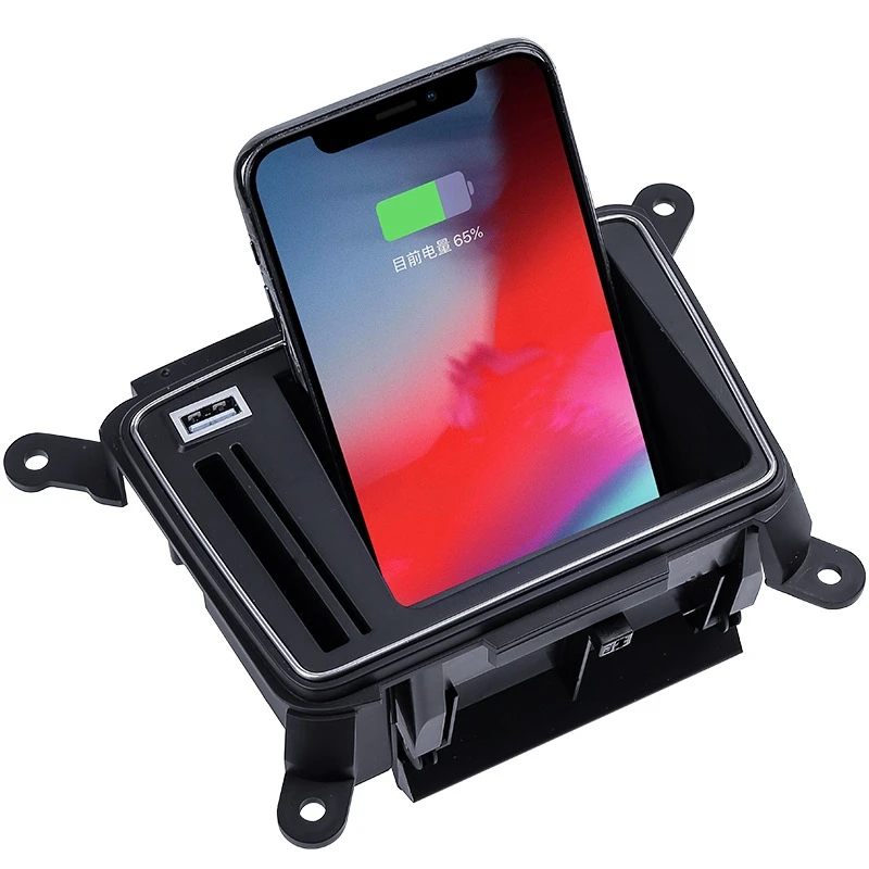 

NEW-Car Wireless Charger, 10W QI Fast Charging Storage Box Center Console Phone Holder For- A4L 2020 2021