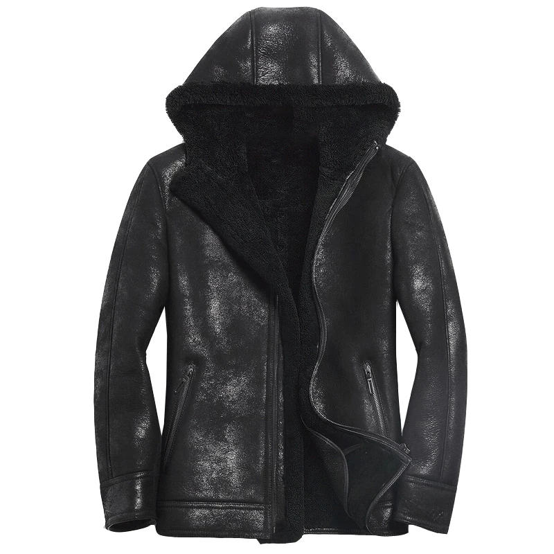 Genuine Hooded Winter Real Wool Fur Men Sheepskin Coat Shearling Leather Jacket 755KJ1135
Genuine Hooded Winter Real Wool Fur Men Sheepskin Coat Shearling Leather Jacket 755KJ1135