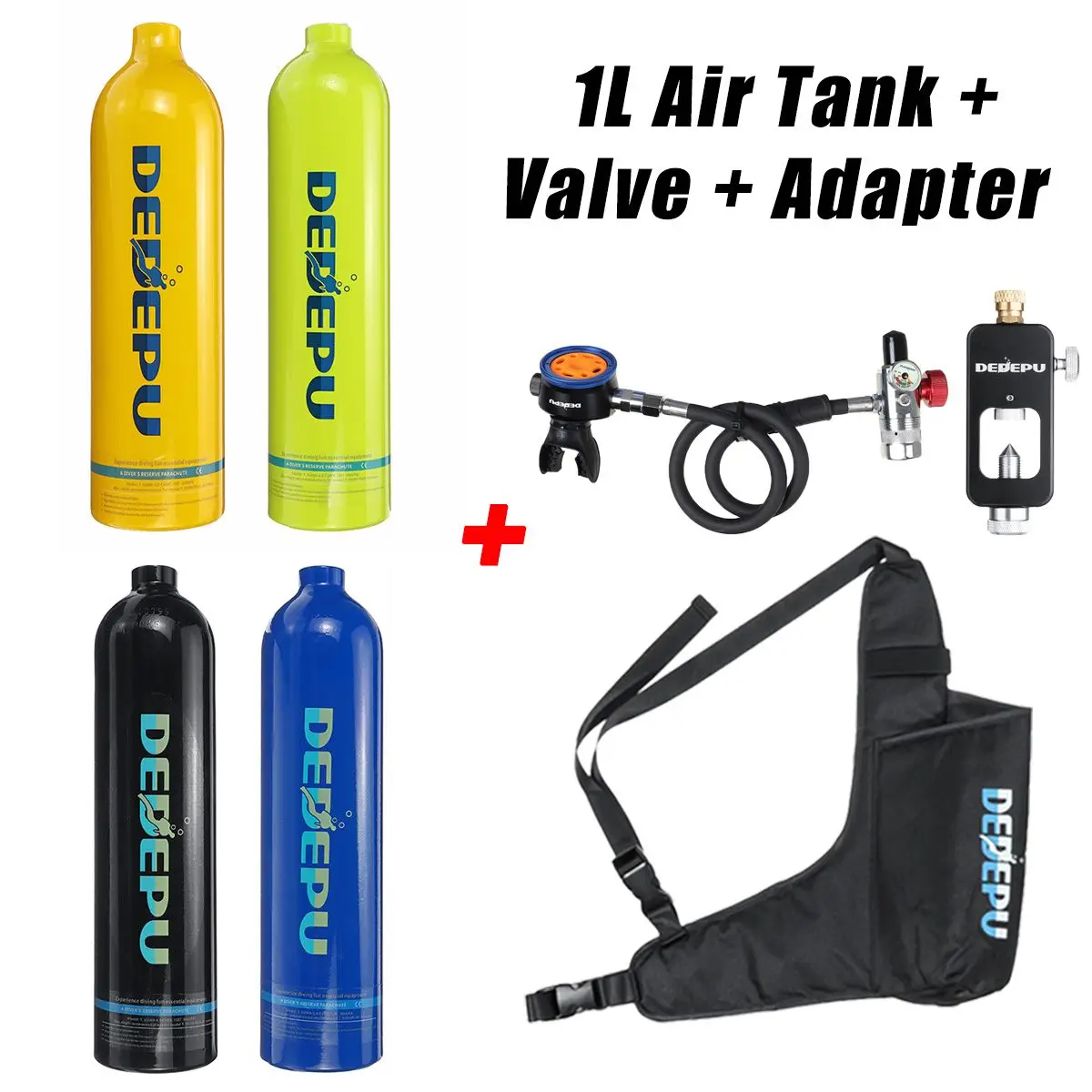 1L Diving Cylinder Oxygen Air Tank Respirator Refill Adapter+ Snorkeling Breath Accessories Carrying Bags Underwater Diving Equi
1L Diving Cylinder Oxygen Air Tank Respirator Refill Adapter+ Snorkeling Breath Accessories Carrying Bags Underwater Diving Equi