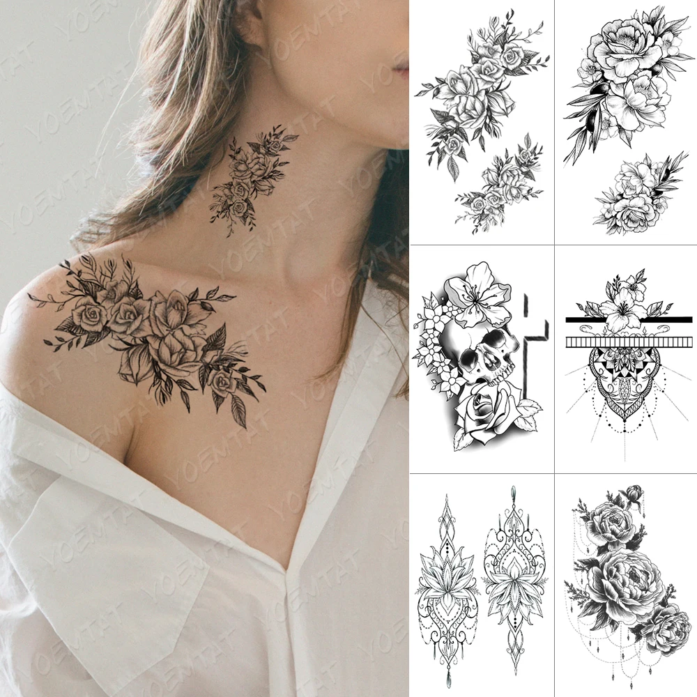 Waterproof Temporary Tattoo Sticker Cross Skull Flowers Flash Tattoos Rose Peony Body Art Arm Water Transfer Fake Tatoo Women
Waterproof Temporary Tattoo Sticker Cross Skull Flowers Flash Tattoos Rose Peony Body Art Arm Water Transfer Fake Tatoo Women