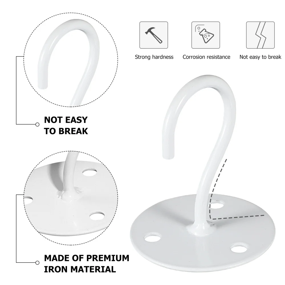 Hemoton 2pcs Overhead Hooks Iron Construction Robe Hooks for Hanging Towel Flower Basket Clothing (White)