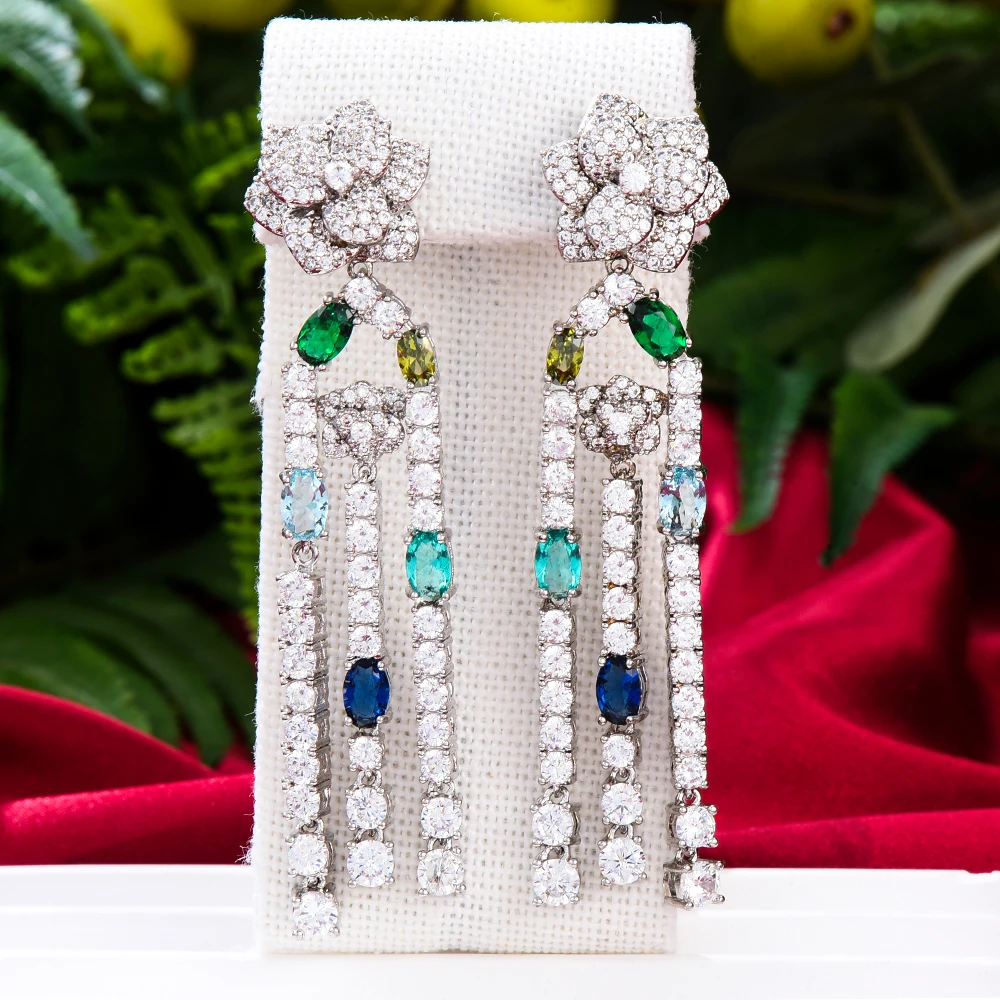 KellyBola Bridal Wedding Exquisite Flower Chain Pendant Cubic Zirconia Pendant Earrings Girl Design Jewelry Accessories 
KellyBola Bridal Wedding Exquisite Flower Chain Pendant Cubic Zirconia Pendant Earrings Girl Design Jewelry Accessories