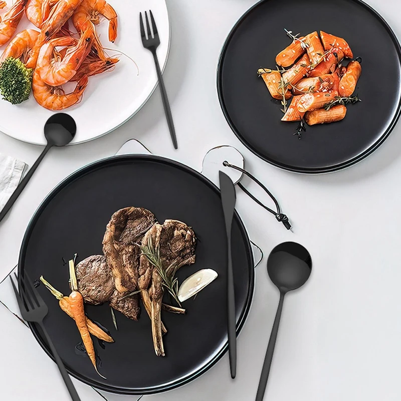 Western Cutlery Set Stainless Steel Cutlery Black Spoon Fork Knife Cutlery Full Set Of Household Cutlery
Western Cutlery Set Stainless Steel Cutlery Black Spoon Fork Knife Cutlery Full Set Of Household Cutlery