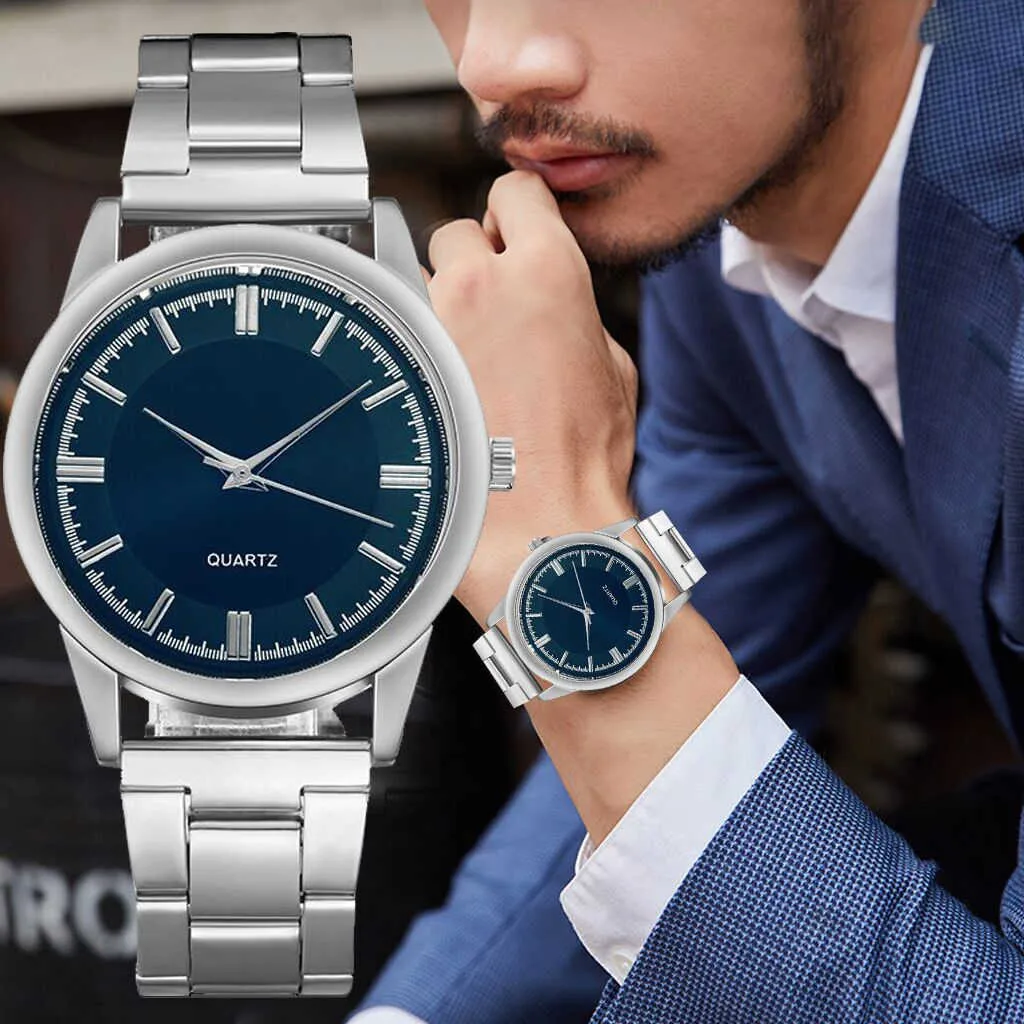 

New Fashion Mens Watches Men's Quartz Stainless Steel Band Strap Watch Analog Wrist Watch Chronograph Quartz Watch Men