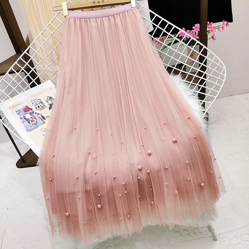 Women 2022 Beading Mesh Skirt Spring Winter High Waist Skirts Fashion Pleated Long Elegant Ladies A Line Skirt Jupe Longue Femme
Women 2022 Beading Mesh Skirt Spring Winter High Waist Skirts Fashion Pleated Long Elegant Ladies A Line Skirt Jupe Longue Femme
