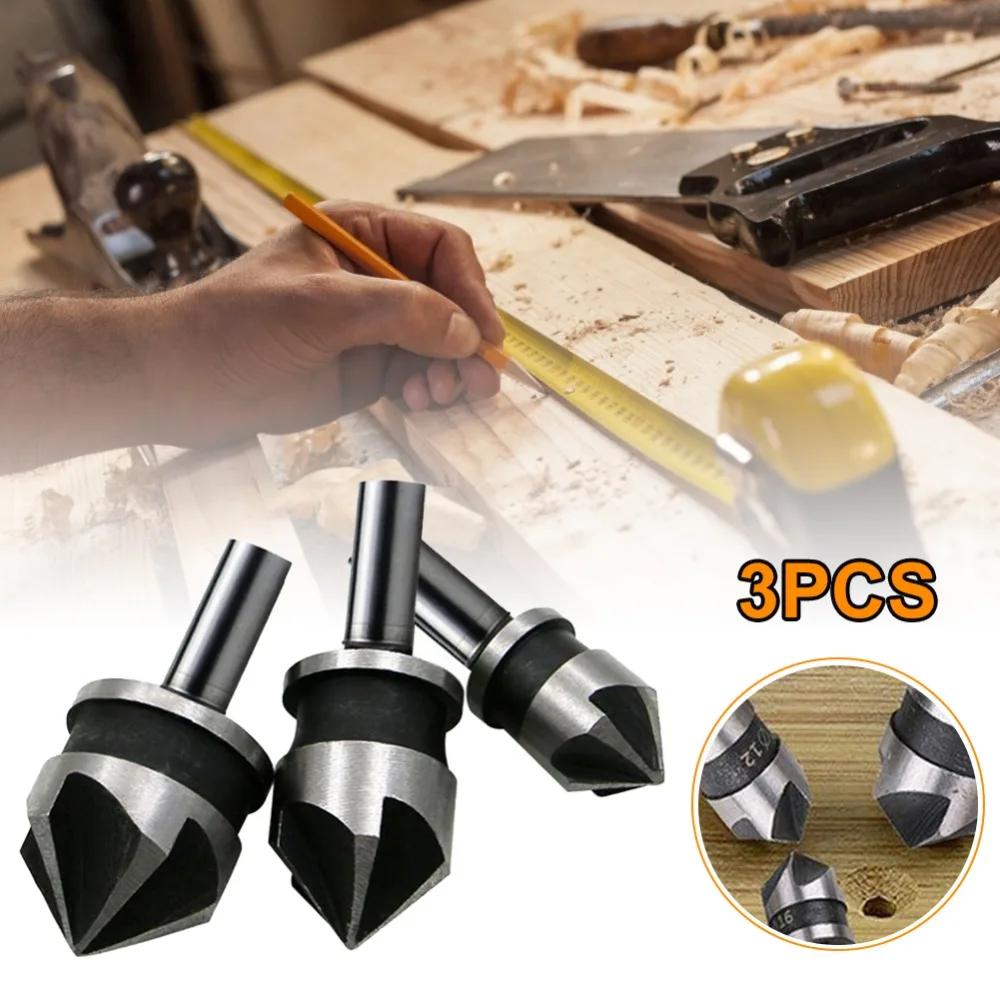 Countersink Drill Bit Set 3Pcs 1/4 Inch 12/16/19mm Hex Shank 5 Flute 90 Degree for Wood Metal Quick Change Bits 
Countersink Drill Bit Set 3Pcs 1/4 Inch 12/16/19mm Hex Shank 5 Flute 90 Degree for Wood Metal Quick Change Bits