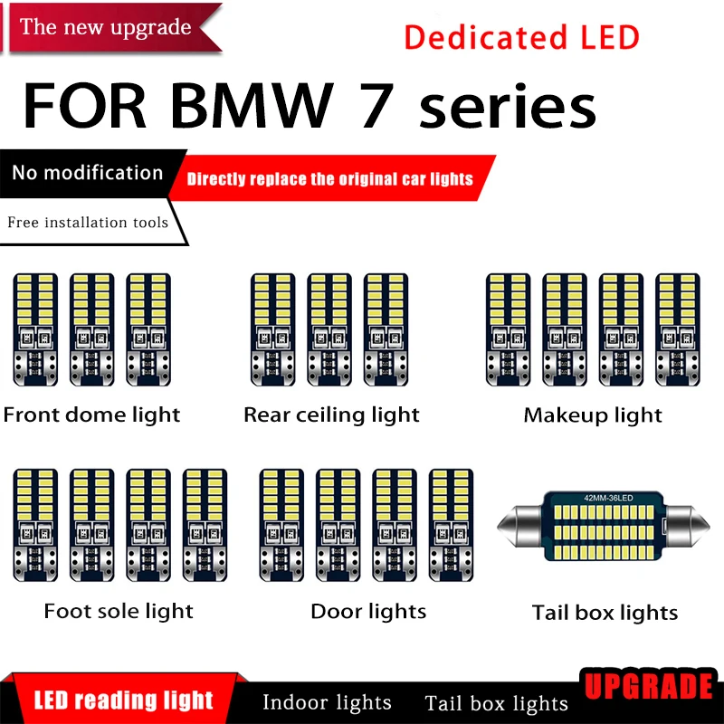 19PCS Car White Interior Reading LED Light Bulbs Package 42mm 12V For BMW 7 Series Auto Map Dome License Light Interior Styling
19PCS Car White Interior Reading LED Light Bulbs Package 42mm 12V For BMW 7 Series Auto Map Dome License Light Interior Styling