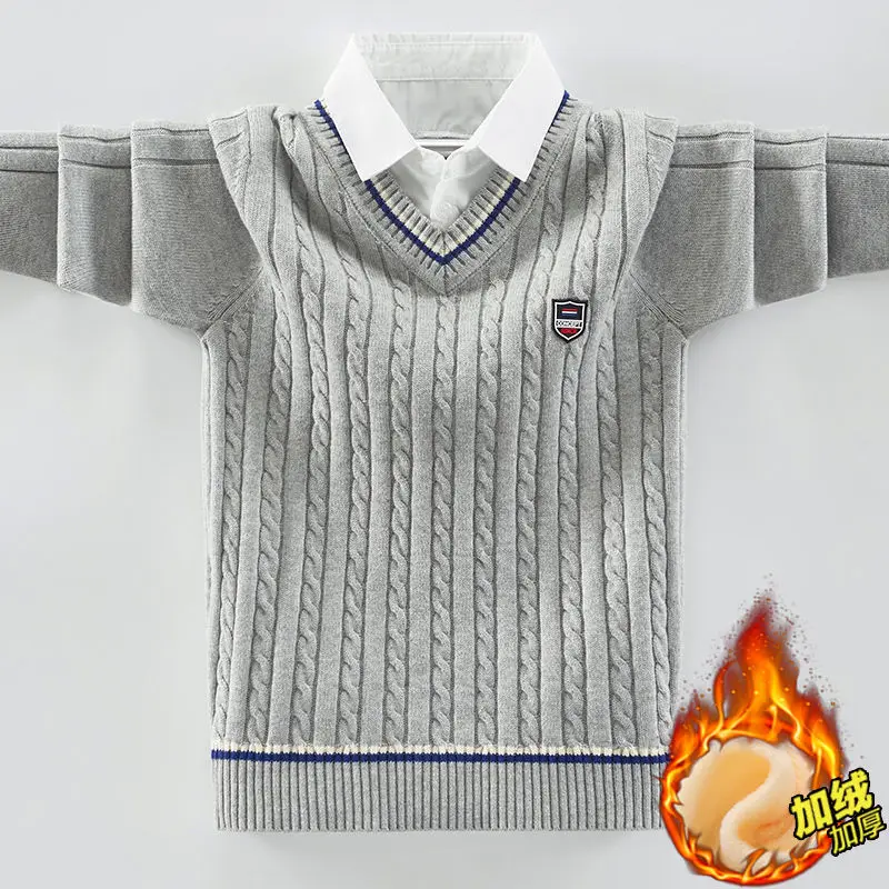 Boys warm sweater children's knit sweater 4-15 years old children's pullover fake 2-piece winter shirt collar sweater 3 colors
Boys warm sweater children's knit sweater 4-15 years old children's pullover fake 2-piece winter shirt collar sweater 3 colors