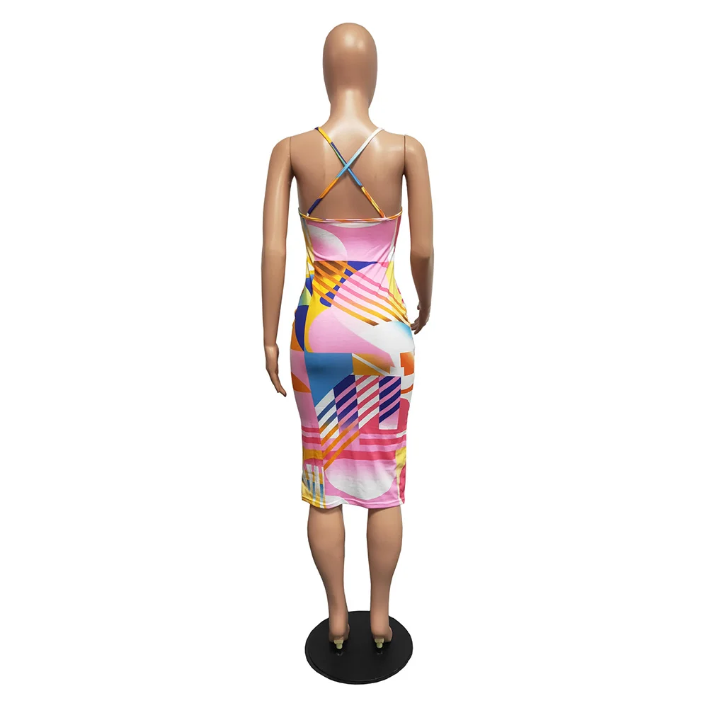 Geometric Pattern Sexy Knee Length Dresses for Women Strapless Spaghetti Strap Slim Fit Dress Summer Beachwear Bandage Vestidos
Geometric Pattern Sexy Knee Length Dresses for Women Strapless Spaghetti Strap Slim Fit Dress Summer Beachwear Bandage Vestidos