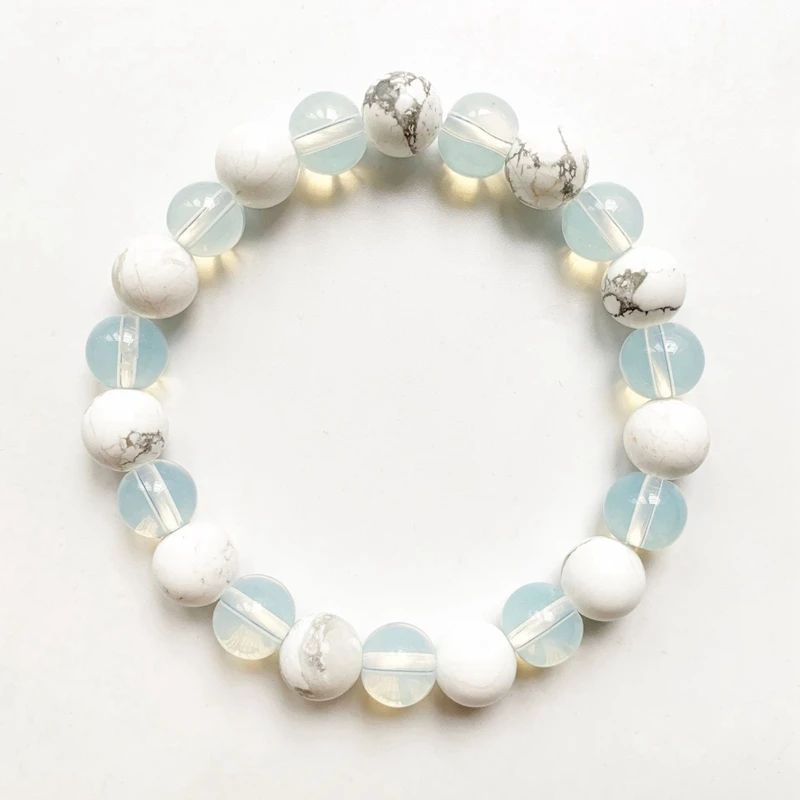 White Opal Stone Howlite Beads Bracelet Elastic String Strand Bracelet Stretchable Jewelry Creatived Handmade
White Opal Stone Howlite Beads Bracelet Elastic String Strand Bracelet Stretchable Jewelry Creatived Handmade