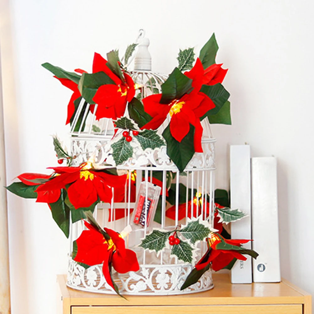 2m 10LED Christmas Poinsettia Flowers Decorations Garland String Lights Xmas Tree Ornaments Christmas Indoor Outdoor Home Decor
2m 10LED Christmas Poinsettia Flowers Decorations Garland String Lights Xmas Tree Ornaments Christmas Indoor Outdoor Home Decor