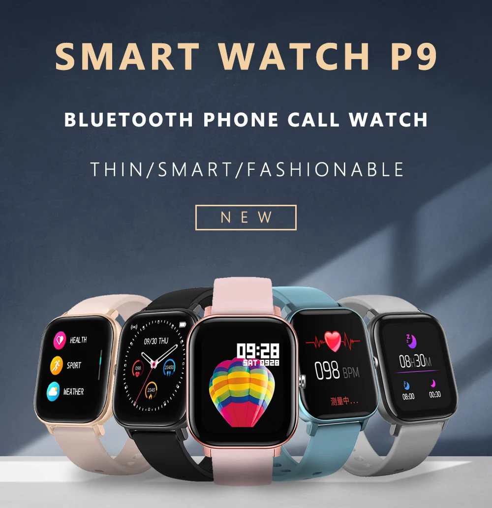 P9 Smart Bluetooth Watch Men and Women IP67 Waterproof Heart Rate Sleep Monitor Fitness Tracker Smartwatch for iOS Android IOS
P9 Smart Bluetooth Watch Men and Women IP67 Waterproof Heart Rate Sleep Monitor Fitness Tracker Smartwatch for iOS Android IOS