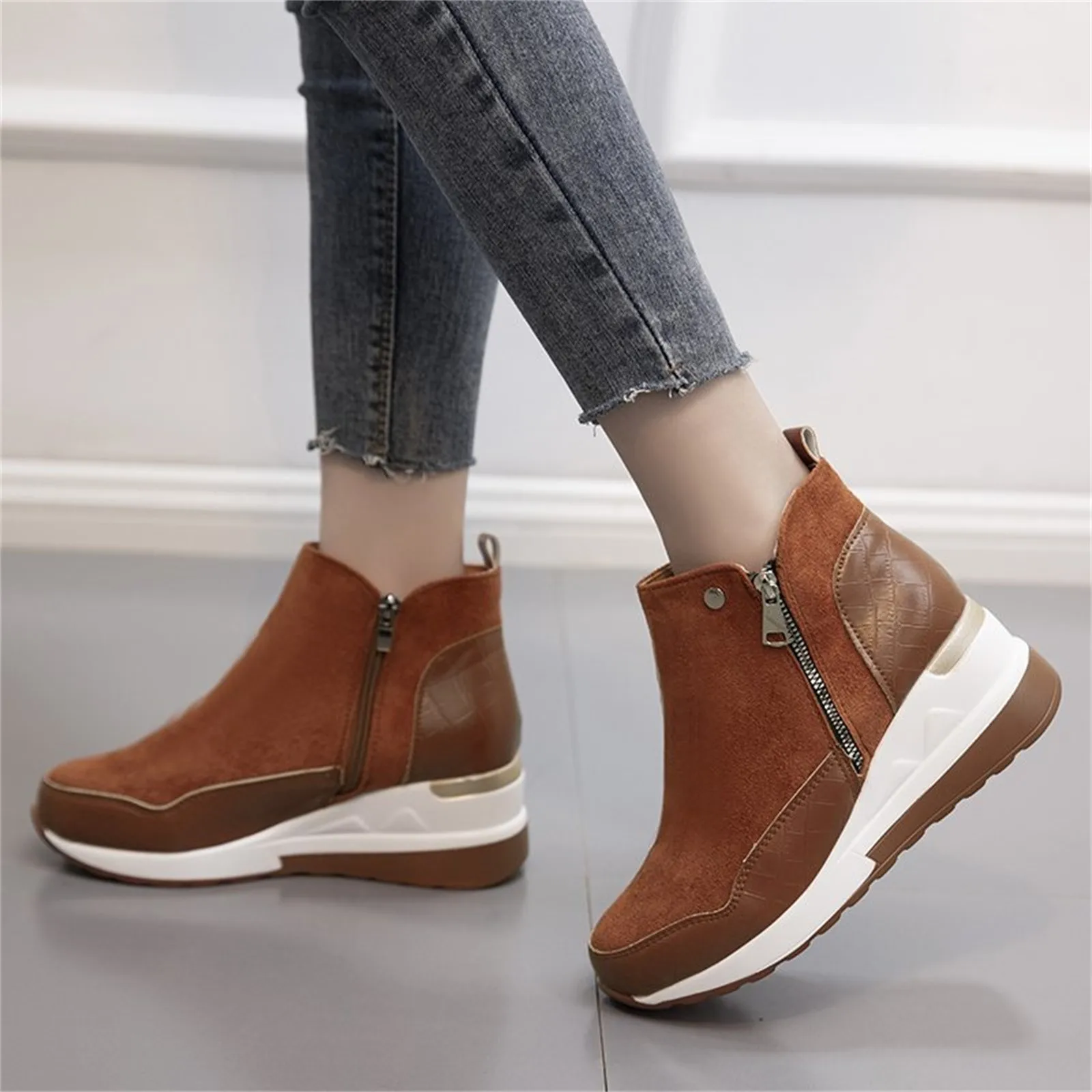 New High-top Shoes Suede Platform Wedge Heel Side Zipper And Cotton Ankle Boots сапоги женские высокие bottine femme
New High-top Shoes Suede Platform Wedge Heel Side Zipper And Cotton Ankle Boots сапоги женские высокие bottine femme