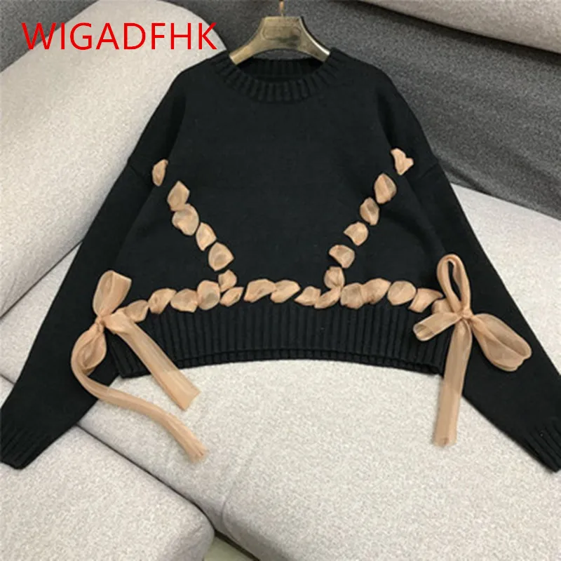 High Quality Light Luxury Fashion Sweater Women Irregular Mesh Twist Bow Tie Retro Knitted Sweater 2022 Autumn And Winter New
High Quality Light Luxury Fashion Sweater Women Irregular Mesh Twist Bow Tie Retro Knitted Sweater 2022 Autumn And Winter New
