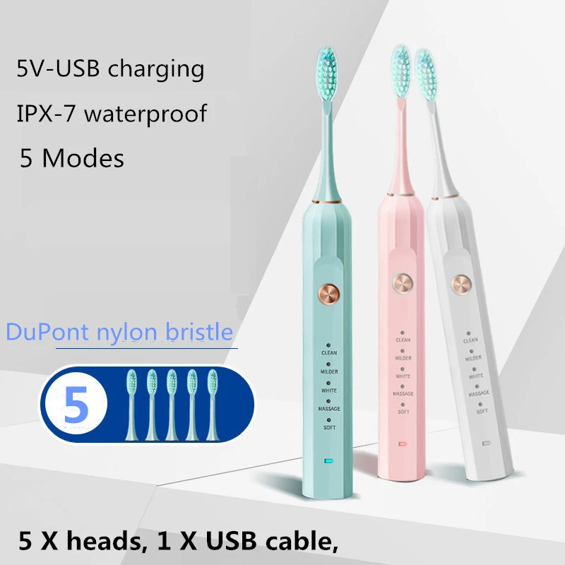 Electric Toothbrush Powerful Ultrasonic Sonic USB Charge Rechargeable Tooth Washable Electronic Whitening Teeth Brush Oral
Electric Toothbrush Powerful Ultrasonic Sonic USB Charge Rechargeable Tooth Washable Electronic Whitening Teeth Brush Oral