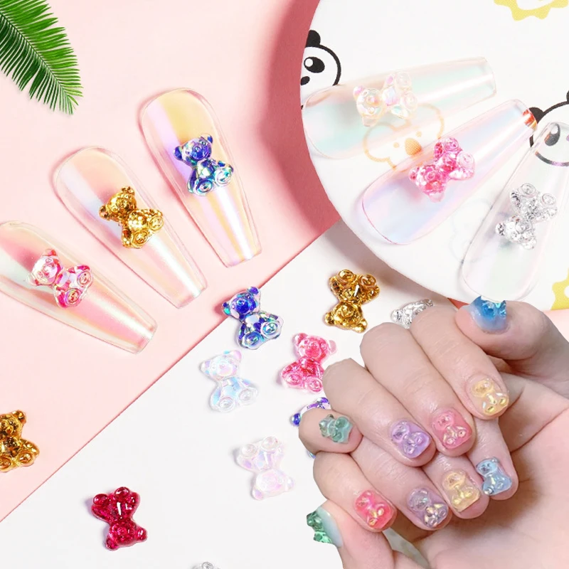10Pcs Nails Glitter Bear Aurora Rhinestone Nail Art Handmade DIY Manicure Colorful 3D Resin Cute Bear Nail art Decoration
10Pcs Nails Glitter Bear Aurora Rhinestone Nail Art Handmade DIY Manicure Colorful 3D Resin Cute Bear Nail art Decoration