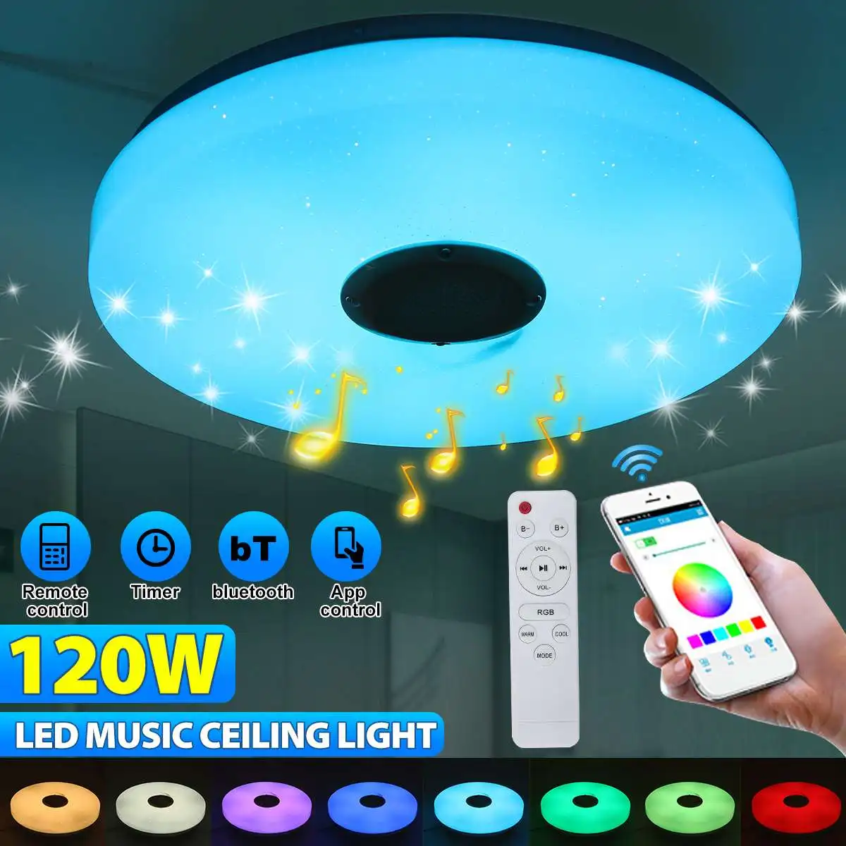 Диммируемые музыкальные потолочные лампы RGB 120 Вт, домашнее освещение, дистанционное управление через приложение, музыкальный светильник с ...
Диммируемые музыкальные потолочные лампы RGB 120 Вт, домашнее освещение, дистанционное управление через приложение, музыкальный светильник с ...