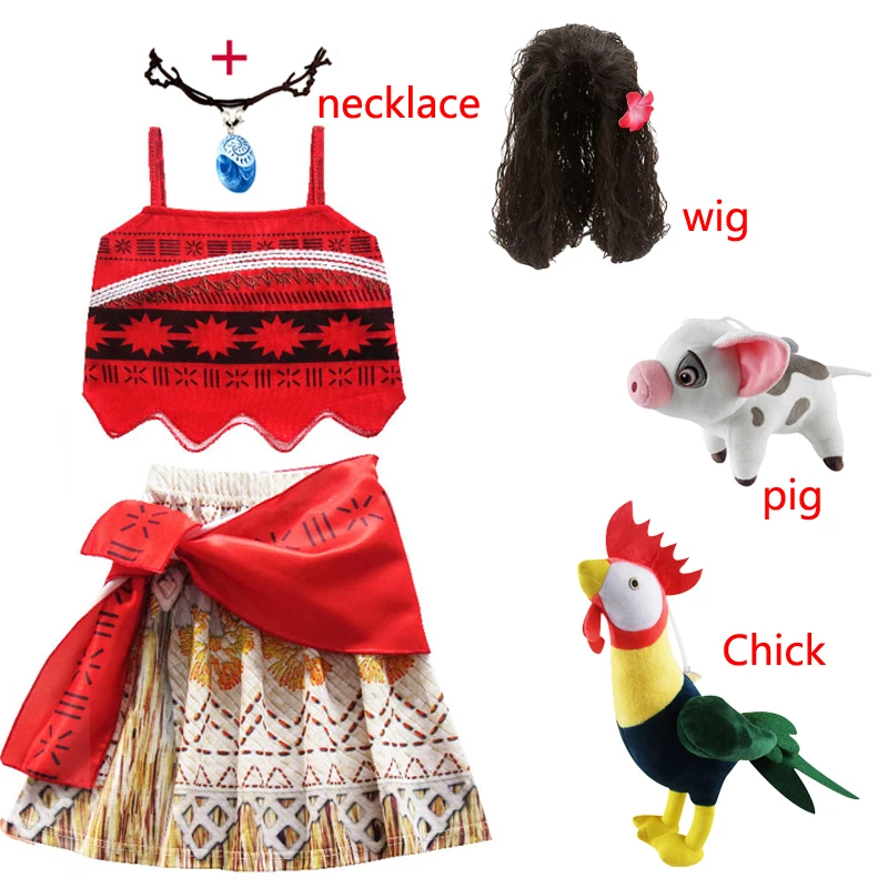 Moana Cosplay Kids Girls Princess Dress Children Vaiana Girls Party Costume Dresses with Necklace Pet Pig Chick Girl Set
Moana Cosplay Kids Girls Princess Dress Children Vaiana Girls Party Costume Dresses with Necklace Pet Pig Chick Girl Set