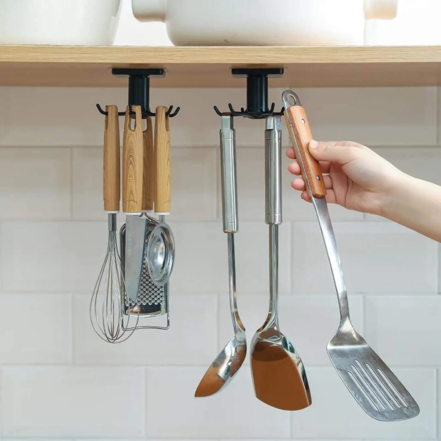 6 Hooks Kitchen Rack Kitchen Organizer Home Accessories 360 Degrees Rotating Cabinet Hanger Utensils For Kitchen Convenience
6 Hooks Kitchen Rack Kitchen Organizer Home Accessories 360 Degrees Rotating Cabinet Hanger Utensils For Kitchen Convenience