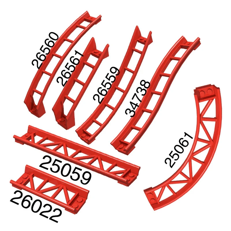 

Bricks Roller Coaster Rail Bow /Slope With Shaft /Edges Part Building Block Toys Compatible 25061 26559 26560 26561 34738 26022