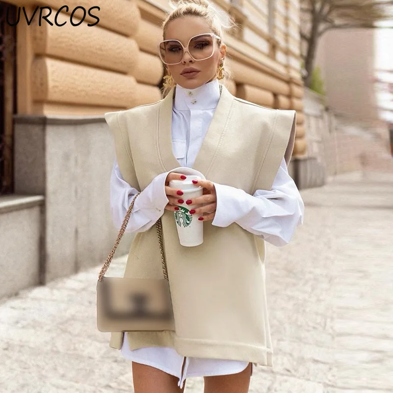 New Elegant Solid Sleeveless V Neck Loose Sweater Top Women 2021 Autumn Thicken Warm Cardigan Sweater Streetwear Fashion Tops
New Elegant Solid Sleeveless V Neck Loose Sweater Top Women 2021 Autumn Thicken Warm Cardigan Sweater Streetwear Fashion Tops