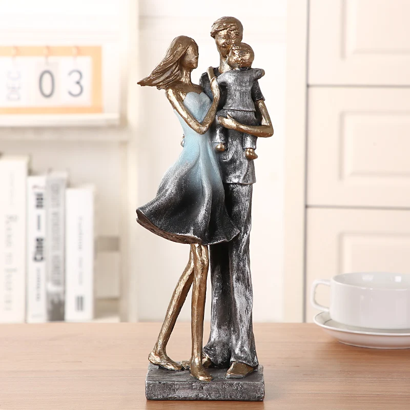 

Abstract Parents Statue Resin Nuclear Family Sculpture Infant Ornament Couple Gift for Son Craft Mother's Day Decor Father's Day