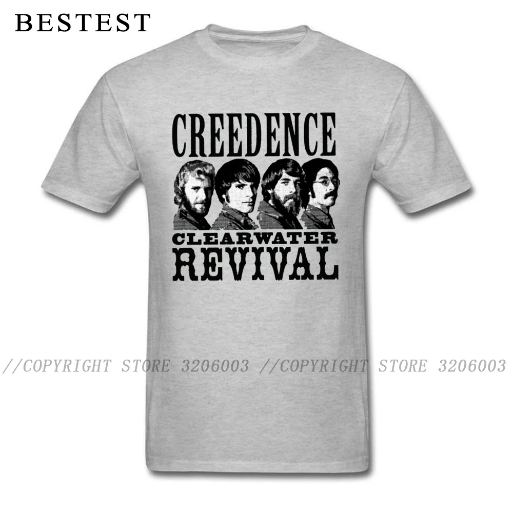 Мужская футболка Creedence Clearwater Revival серая с принтом рок группы на лето 2019|Мужские