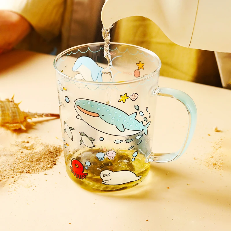 JINYOUJIA 570ml Transparent Glass Mug Color Handle Coffee Mugs Cartoon Cute Ocean Print Milk Juice Cup Microwave Use Home
JINYOUJIA 570ml Transparent Glass Mug Color Handle Coffee Mugs Cartoon Cute Ocean Print Milk Juice Cup Microwave Use Home