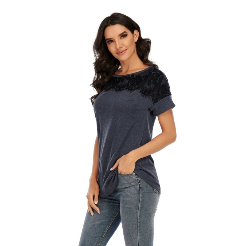 Women Fashion Summer Splicing Lace T-Shirt Lady Short Sleeve Casual Slim Crop Top T Shirt
Women Fashion Summer Splicing Lace T-Shirt Lady Short Sleeve Casual Slim Crop Top T Shirt
