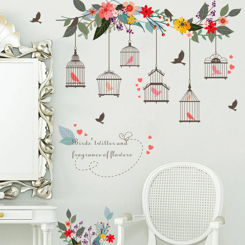 Colorful Flower Birds Birdcage Wall Sticker Decals Wall Art For Home Living Room Bedroom TV Background Garden Window Decor
Colorful Flower Birds Birdcage Wall Sticker Decals Wall Art For Home Living Room Bedroom TV Background Garden Window Decor