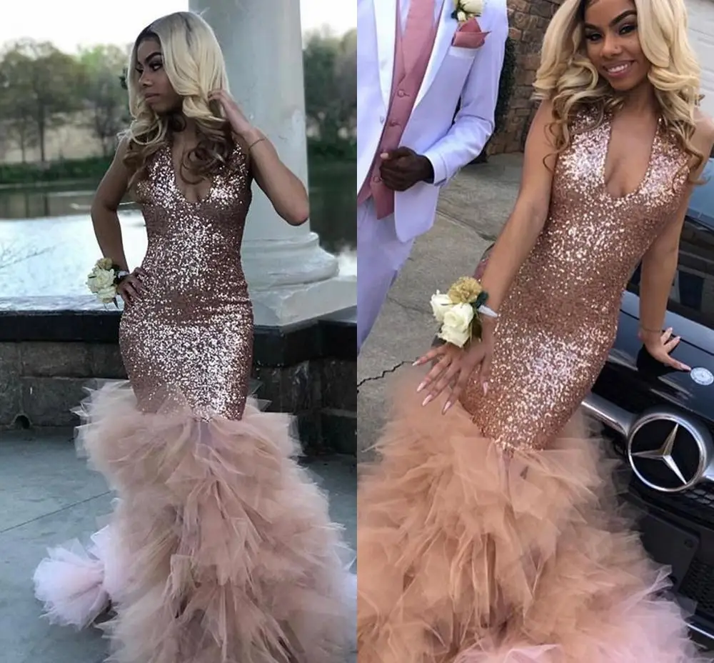 vestido de gala Sexy Black Girls Mermaid Pink Sequine Dresses for Prom African Ruffled Train Long Formal Evening Party Gowns
vestido de gala Sexy Black Girls Mermaid Pink Sequine Dresses for Prom African Ruffled Train Long Formal Evening Party Gowns